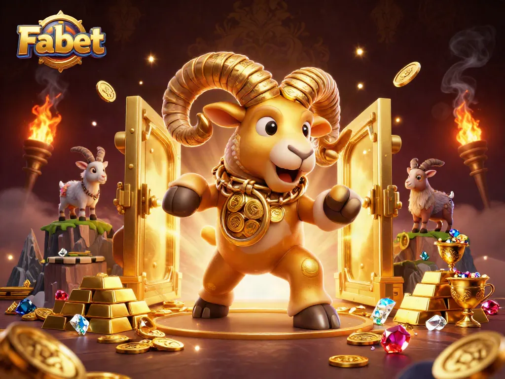 Experience thrilling action with Fa bet in this dynamic 3D casino illustration bursting with golden treasures.