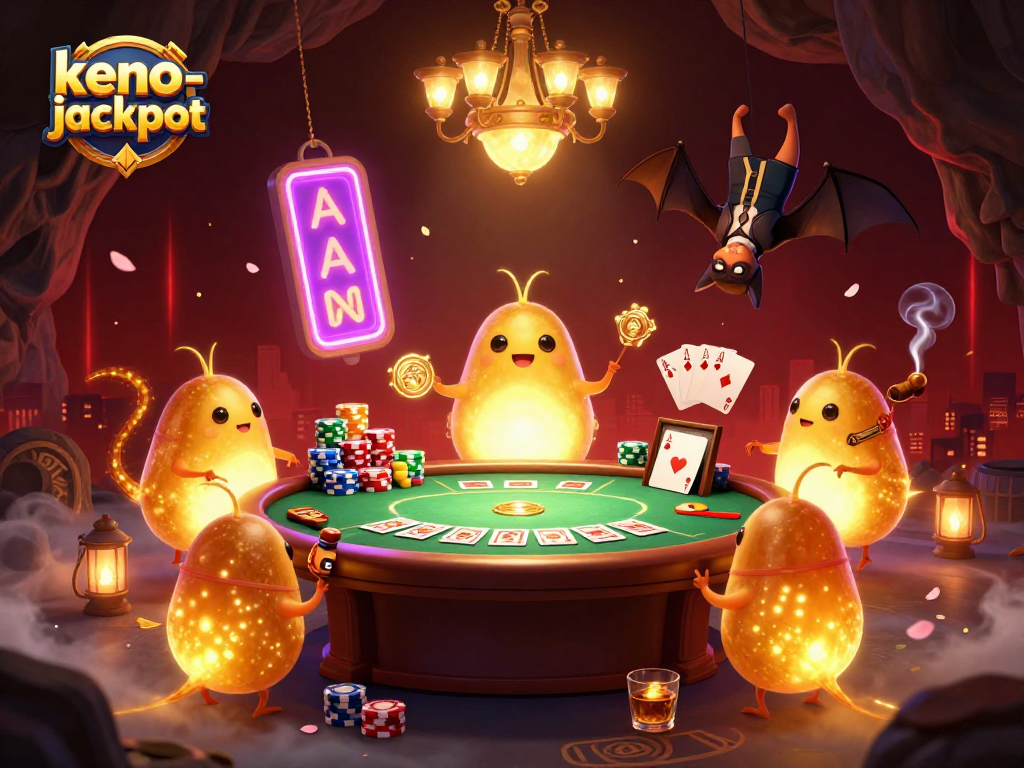 Experience keno-jackpot excitement as glowworms illuminate an interactive casino scene.