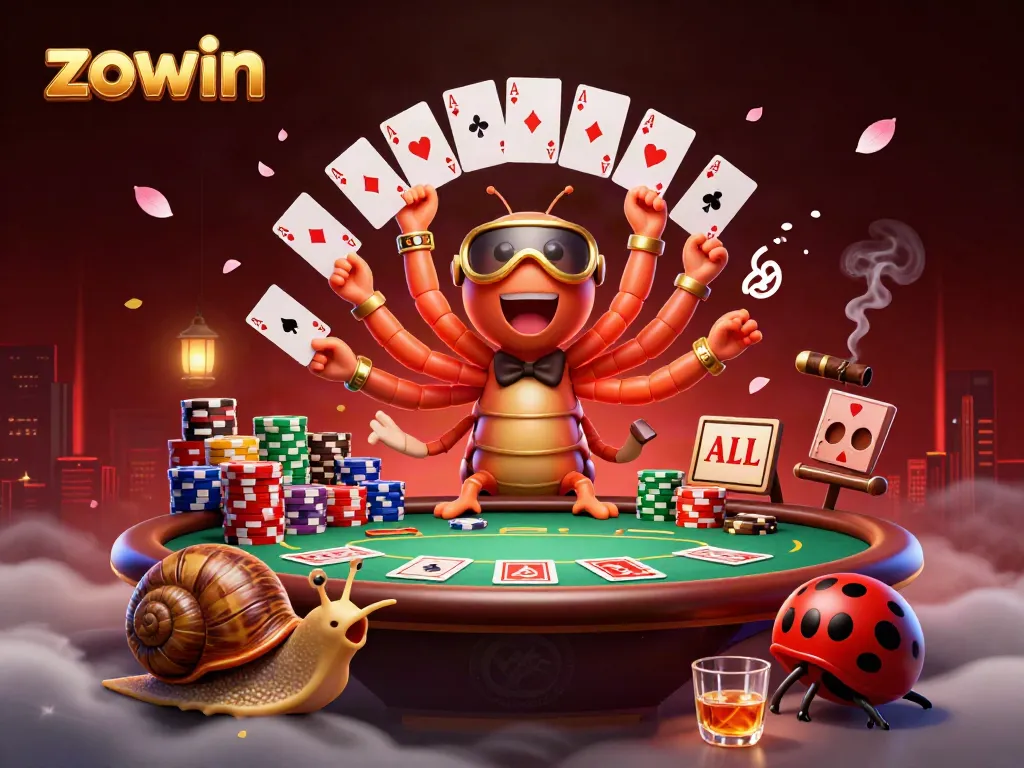 Experience the thrill of gambling at Zowin casino with a lively 3D scene featuring unique dealer characters.