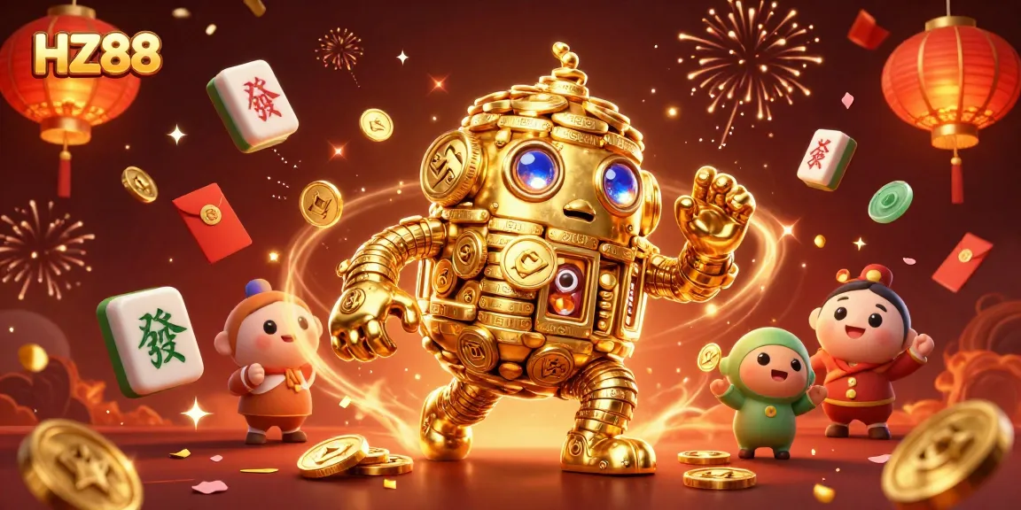 Experience HZ88 excitement with a golden golem and vibrant casino elements in a dynamic scene.