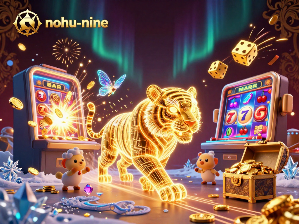 Watch the neon-lighted tiger in the nohu-nine casino landscape, showcasing thrilling game elements.