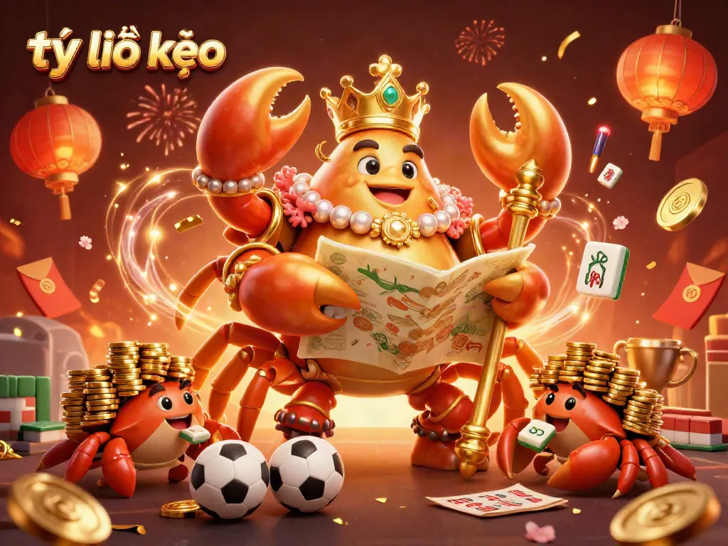 Engage with tỷ lệ kèo through an exciting sports betting illustration featuring a golden crab emperor.
