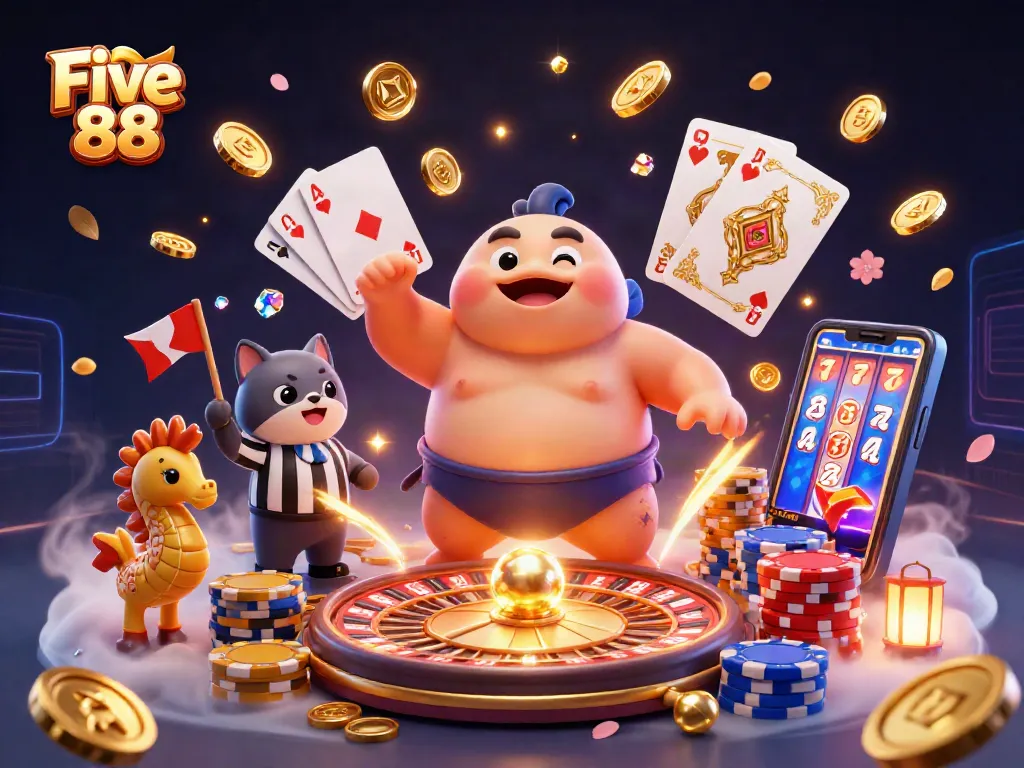 Capture the thrill of gaming with Five 88, featuring an underwater casino scene filled with excitement.
