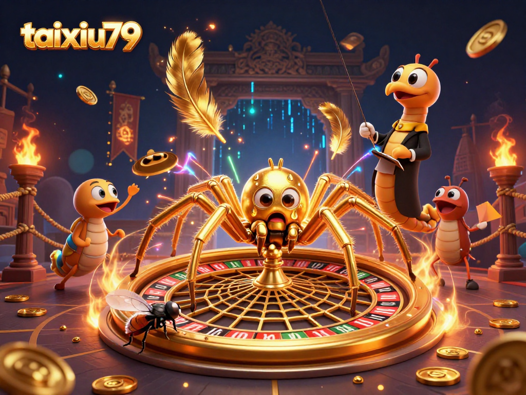 Engage in thrilling gameplay at taixiu79 with an exciting roulette web spun by a golden spider, featuring rich atmospheric effects.