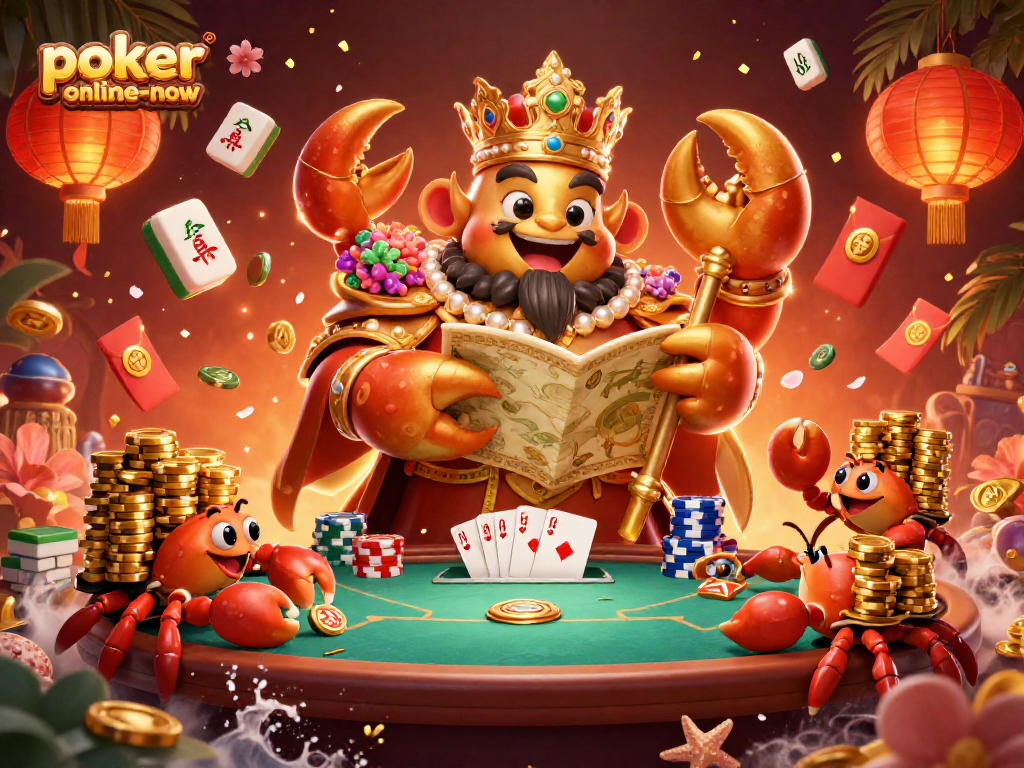 Engage with poker-online-now in a vibrant 3D casino scene showcasing poker and chips.