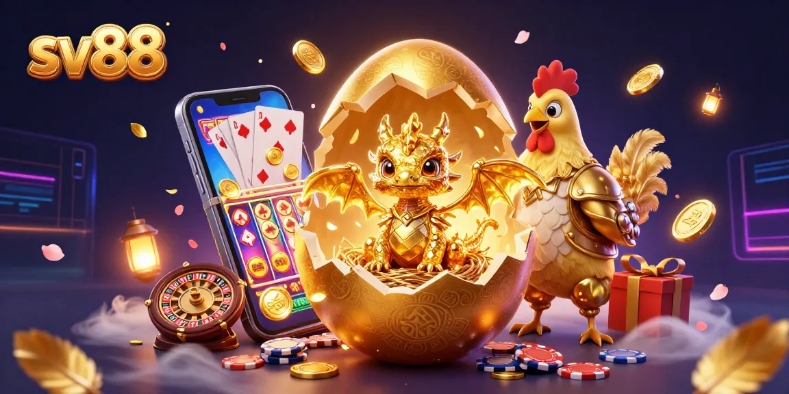 Spin and win with sv88 in a vibrant casino scene featuring golden dragons and poker chips.