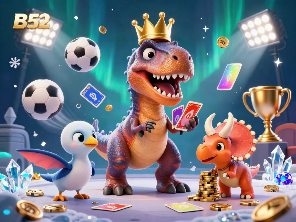 Engage in winning strategies at B52 with our vibrant 3D casino scene featuring dynamic gameplay elements.