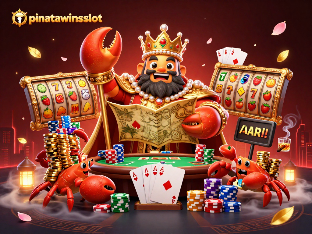 Engage with the exciting pinatawinsslot featuring vibrant slot reels and golden characters capturing the thrill of online gambling.