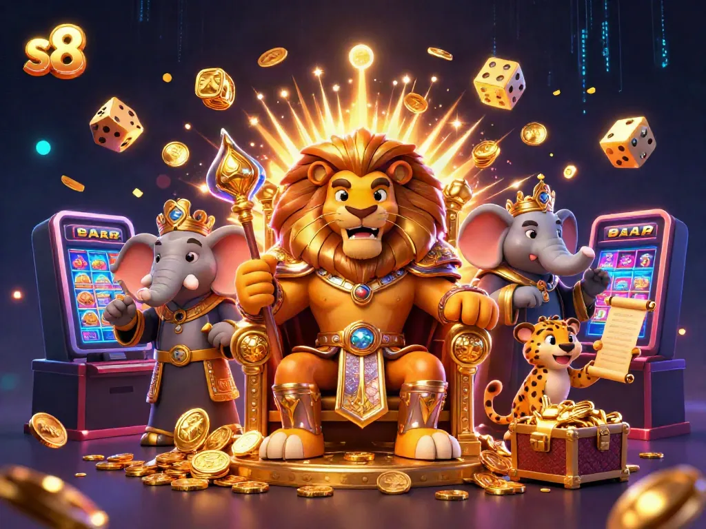 Experience thrilling wins with s8's majestic lion king, cashing in jackpot rewards.