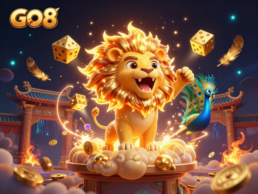 Engage with GO8's thrilling casino experience, where adventure meets high-stakes excitement amidst a dynamic 3D scene.