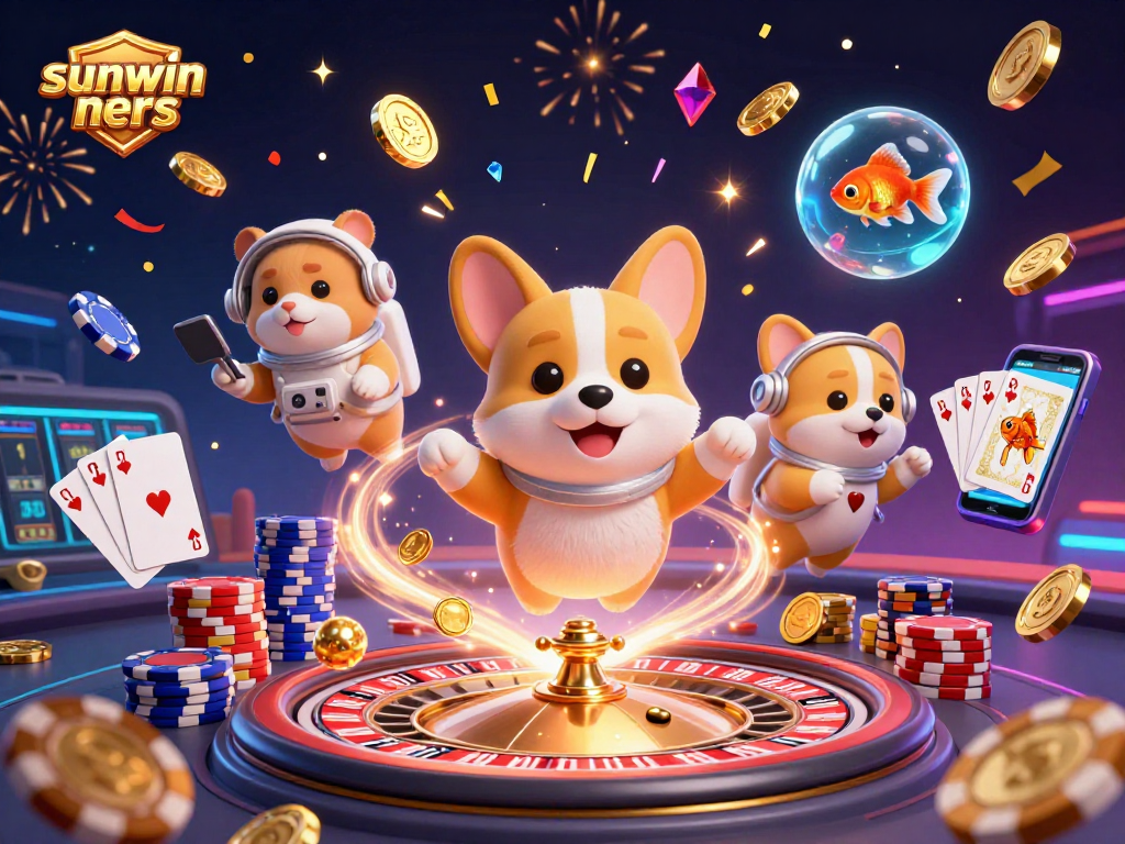 Visualize winning at sunwin ners with a vibrant casino atmosphere featuring dynamic gaming elements.