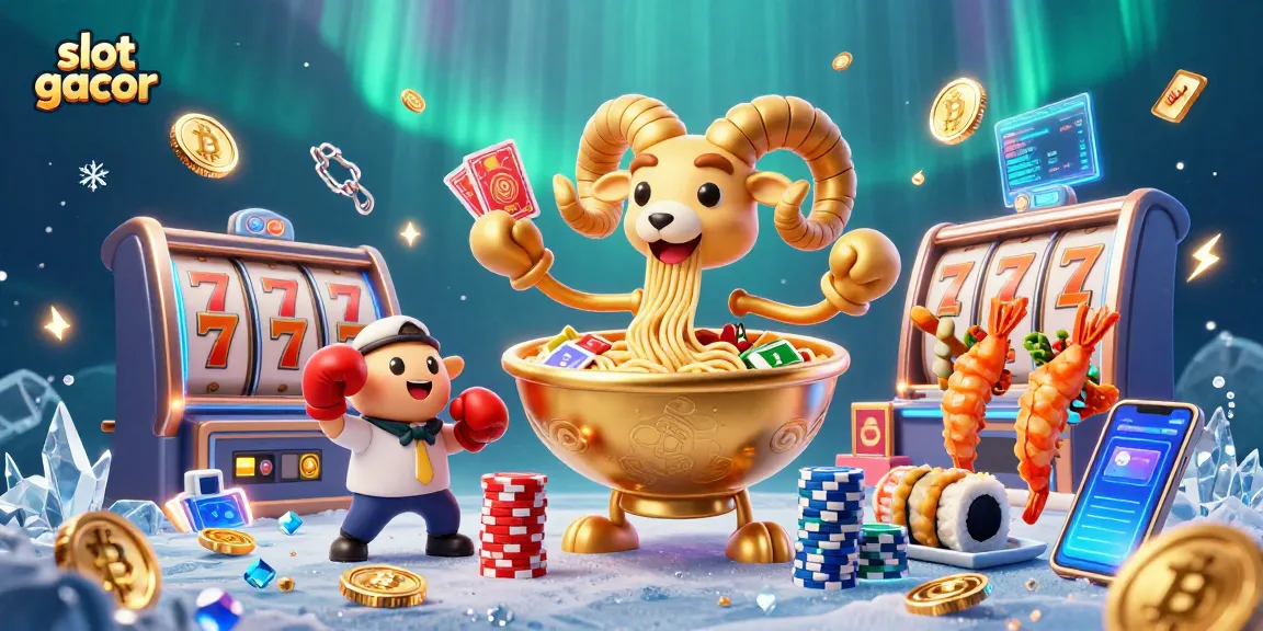 Engage in thrilling slot gacor adventures with a vibrant 3D casino scene showcasing playful characters.