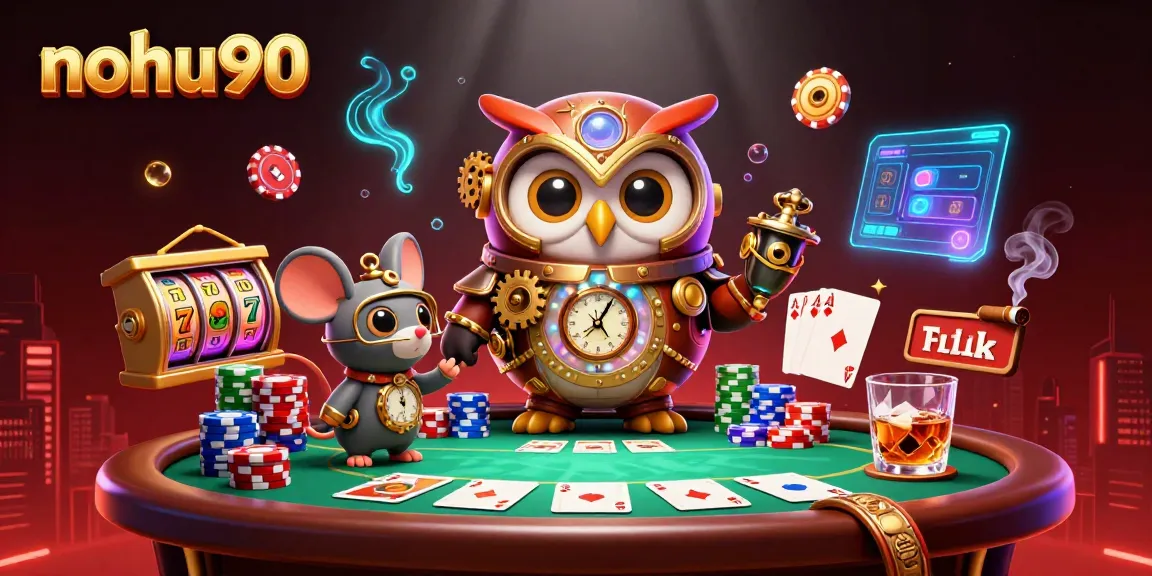 Nohu90 brings excitement with a steampunk owl and rich casino elements for thrilling gameplay.