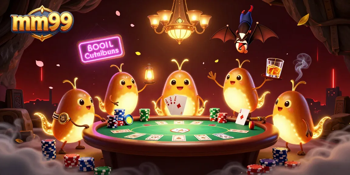 Experience the thrilling mm99 casino with vibrant glowworms illuminating the gaming scene.