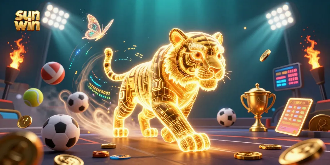 Experience thrill with sun win in this vibrant 3D casino illustration showcasing dynamic game elements.