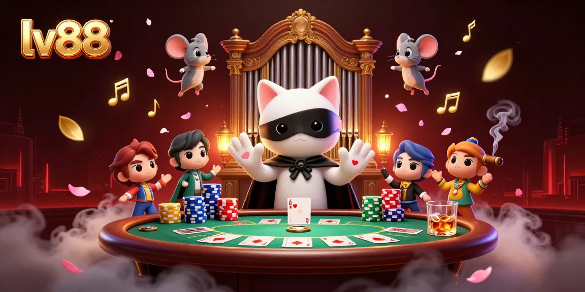 Experience thrilling poker action with lv88's captivating casino illustration featuring vibrant elements.