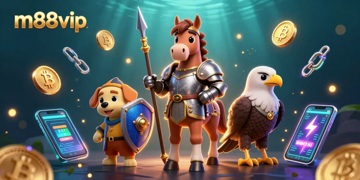 Engage in thrilling action with m88vip, a vibrant digital casino scene featuring knights and crypto.
