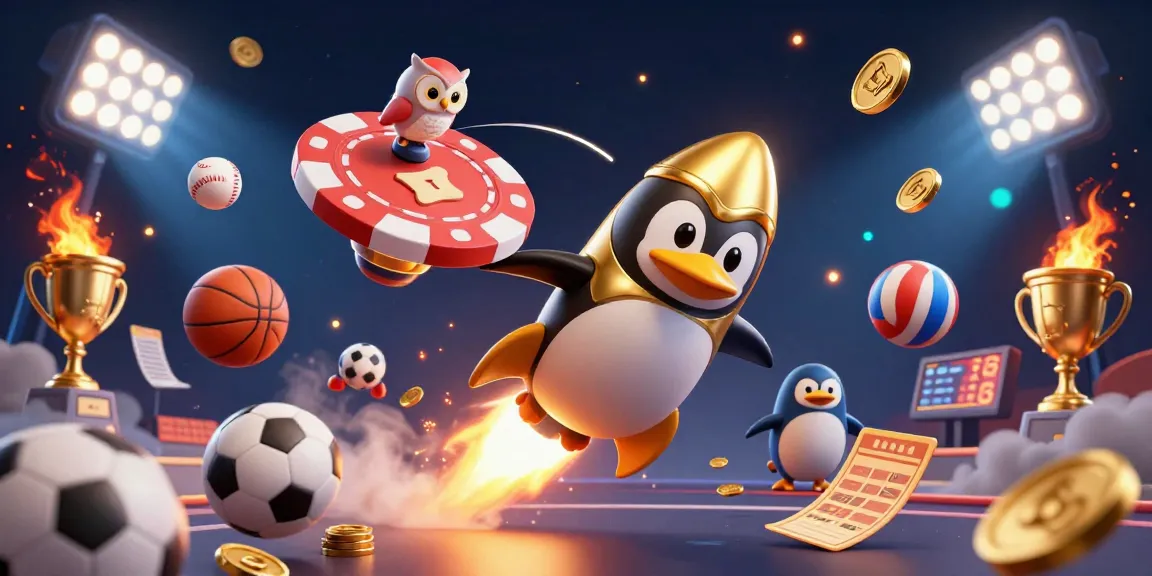 Win with BL555 as a golden penguin rockets towards a casino space station.