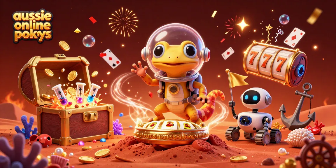 Engage with aussie online pokies in a lively Martian casino scene filled with excitement and treasures.