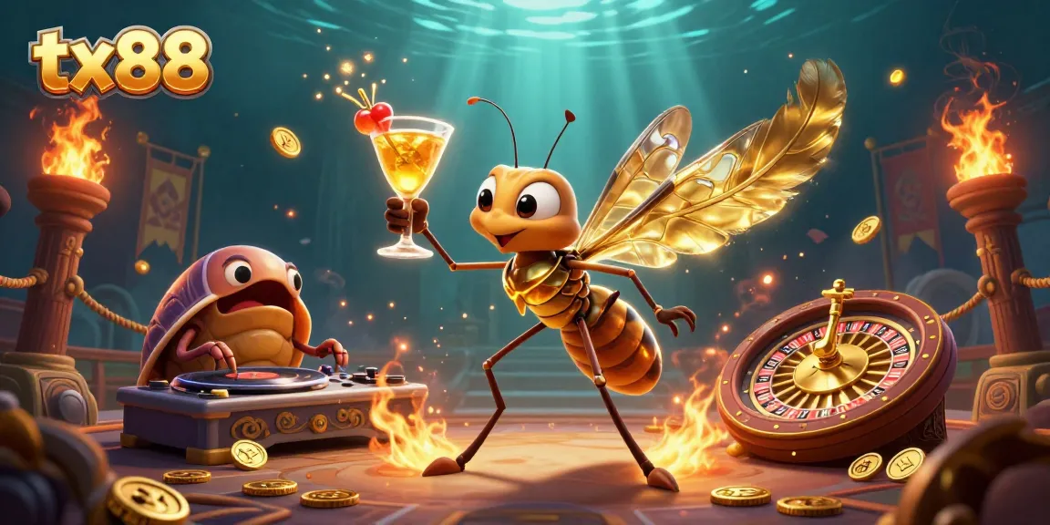 Watch the tx88 mascot frozen in time as it welcomes players to an exciting casino atmosphere.